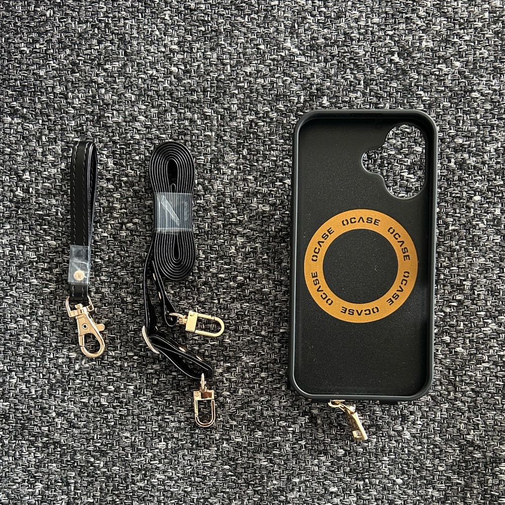 Black Wallet Phone Case with Strap